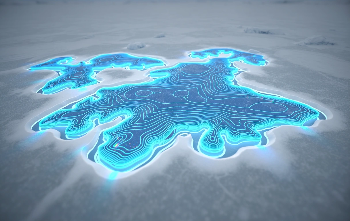 Topographic quest map of the frozen waters