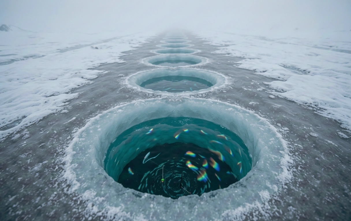 Winter fishing game experience